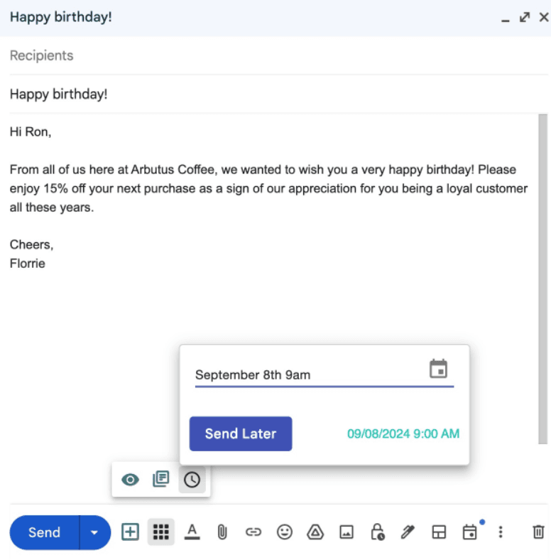 Scheduled Birthday Email