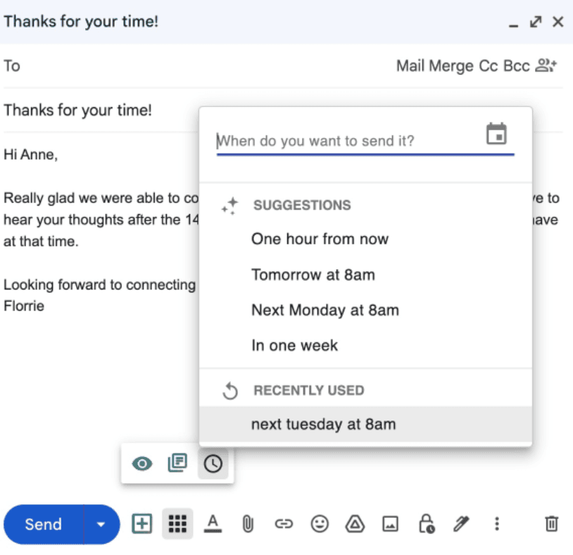 Email Scheduling Interface
